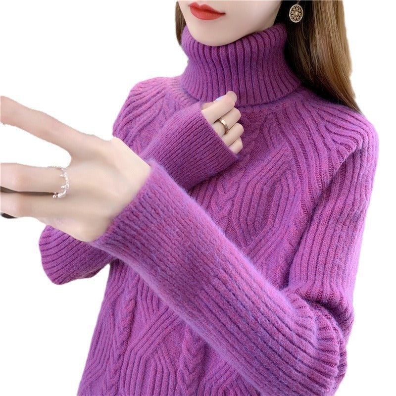 Damen Rollkragenpullover mit strukturiertem Zopfmuster und langen Ärmeln Mirla-Eva Jonsson