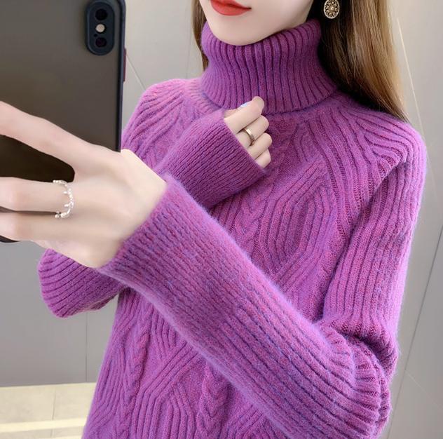 Damen Rollkragenpullover mit strukturiertem Zopfmuster und langen Ärmeln Mirla-Eva Jonsson