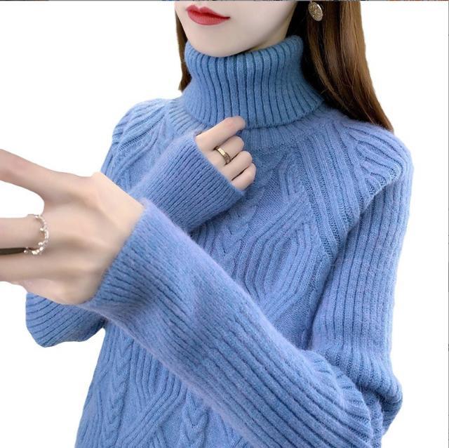 Damen Rollkragenpullover mit strukturiertem Zopfmuster und langen Ärmeln Mirla-Eva Jonsson