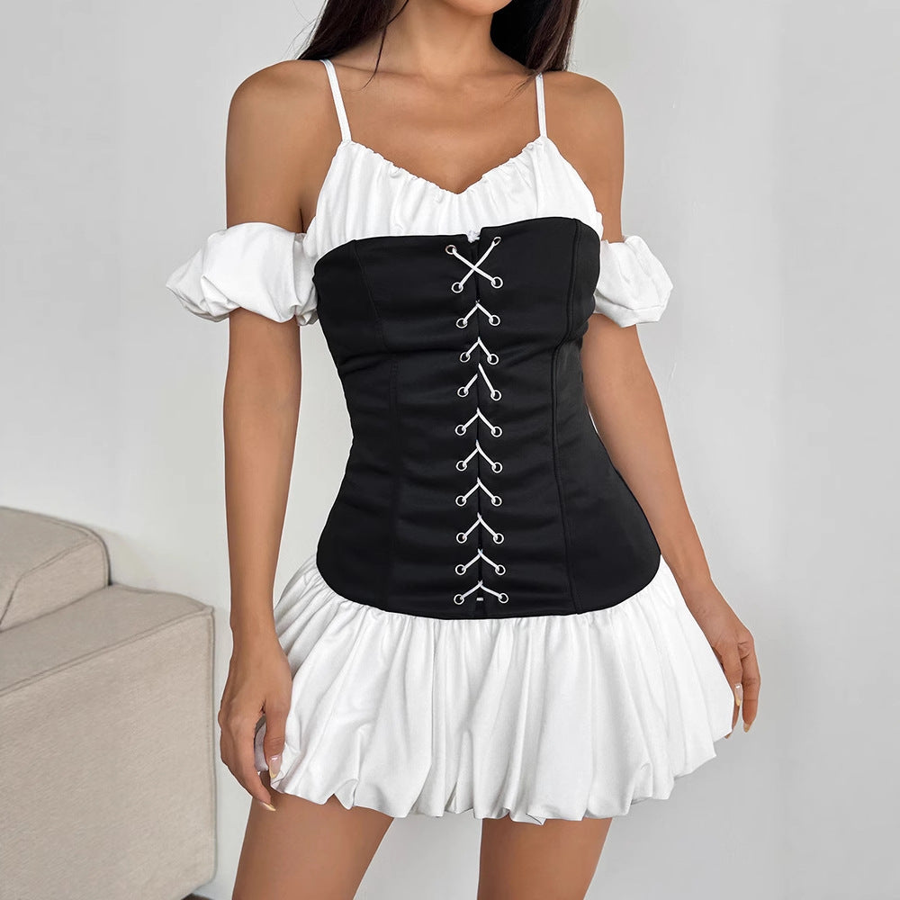 Damen Ruffled dress with lacing and removable straps Mirla-Eva Jonsson