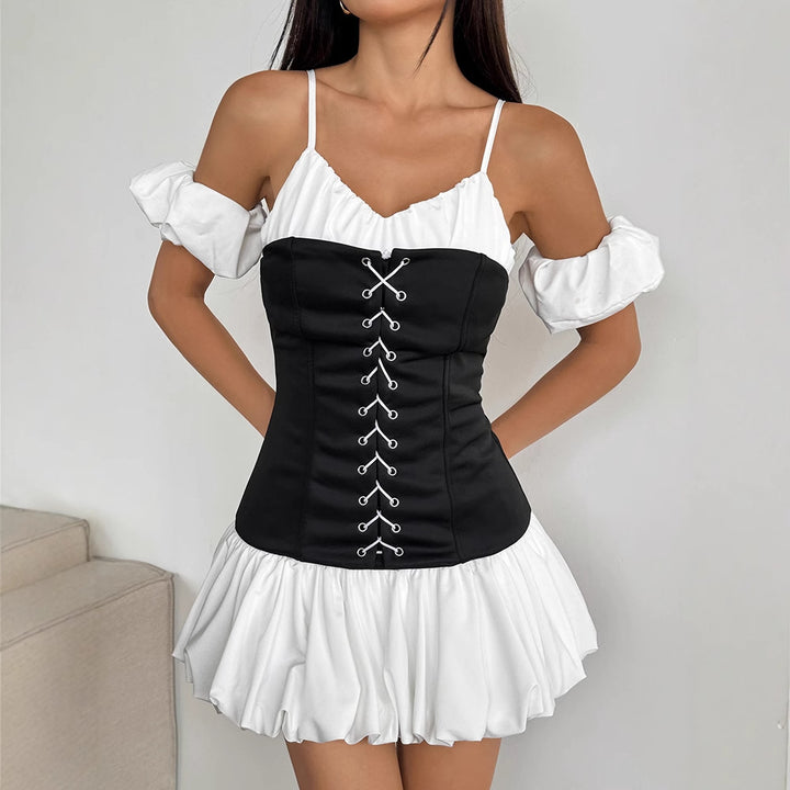 Damen Ruffled dress with lacing and removable straps Mirla-Eva Jonsson