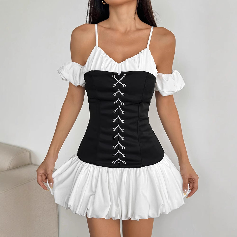 Damen Ruffled dress with lacing and removable straps Mirla-Eva Jonsson