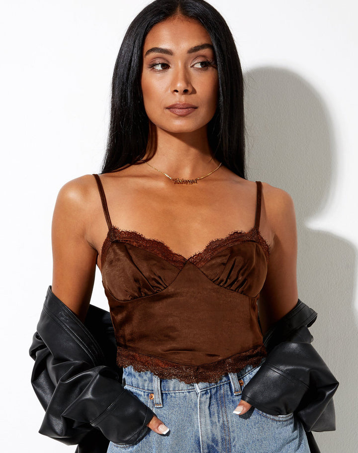 Damen Satin-Cami med fin spetskant Eva Jonsson-Eva Jonsson