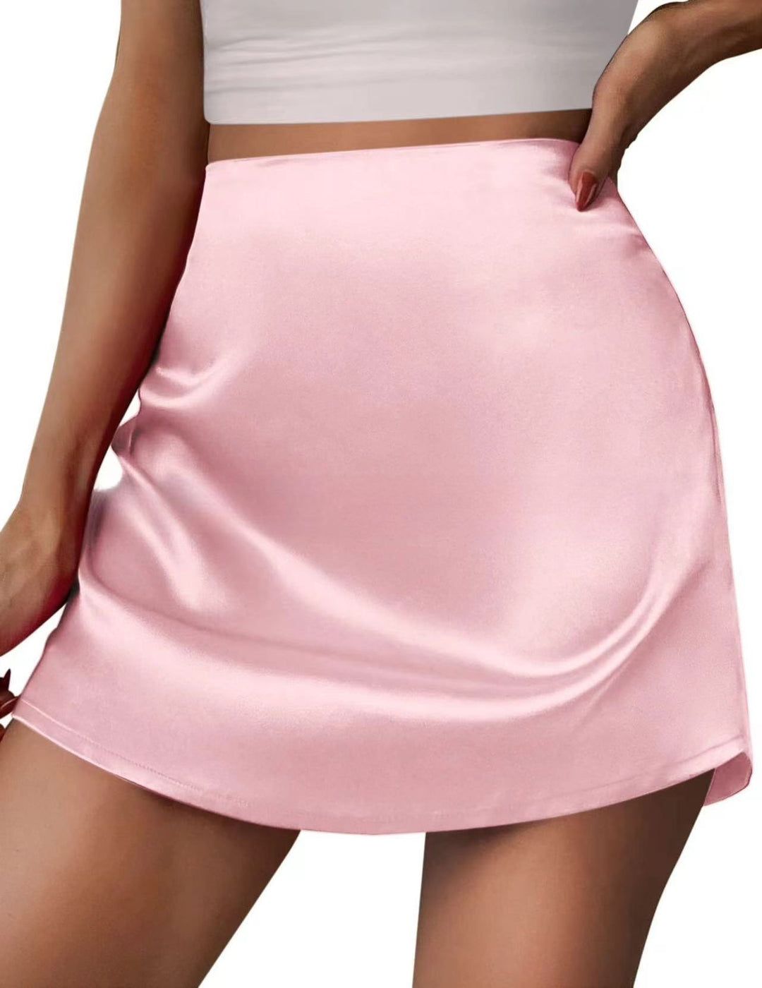 Damen Satin Miniskirt med asymmetrisk fåll och flytande utseende Mirla-Eva Jonsson