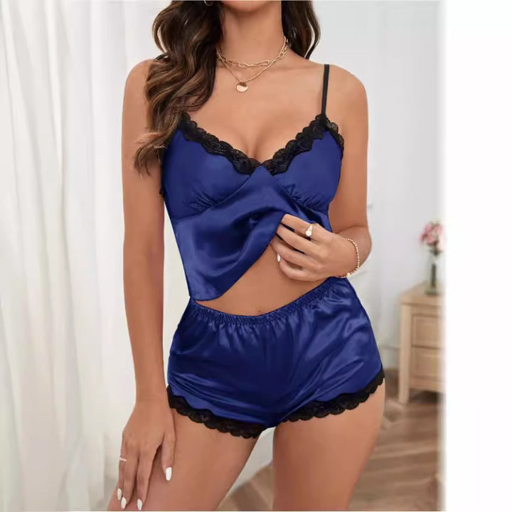 Damen Satin Pyjamaset med spets Mirla-Eva Jonsson
