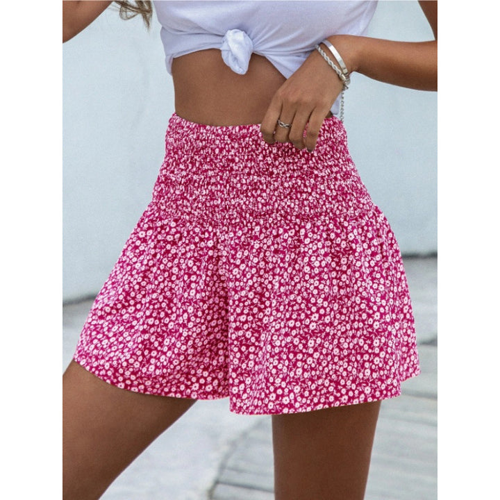 Damen Shorts mit elastischem Taillenbund und floralem Design Mirla-Eva Jonsson