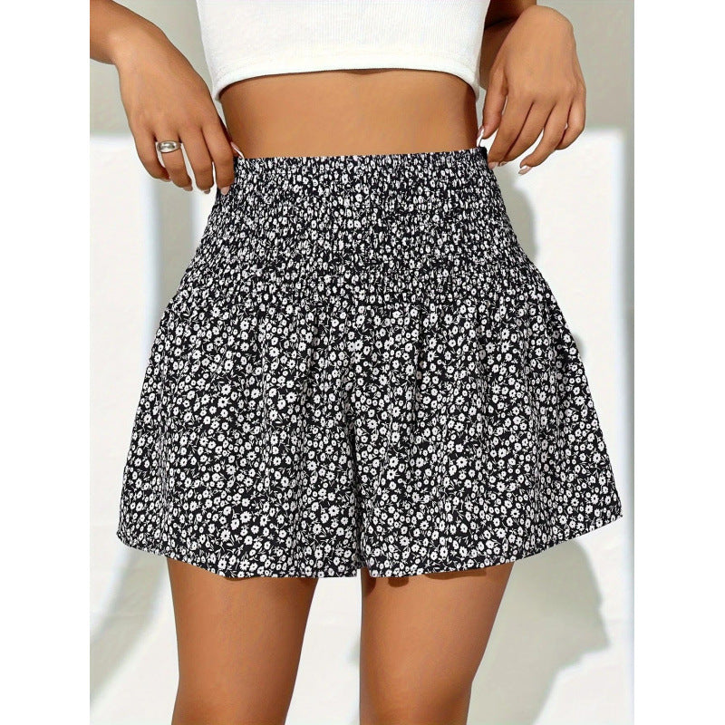 Damen Shorts mit elastischem Taillenbund und floralem Design Mirla-Eva Jonsson