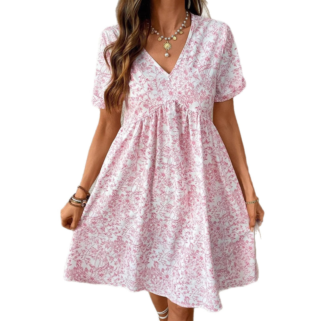 Damen Sommarklänning med blommönster och V-ringning Mirla-Eva Jonsson