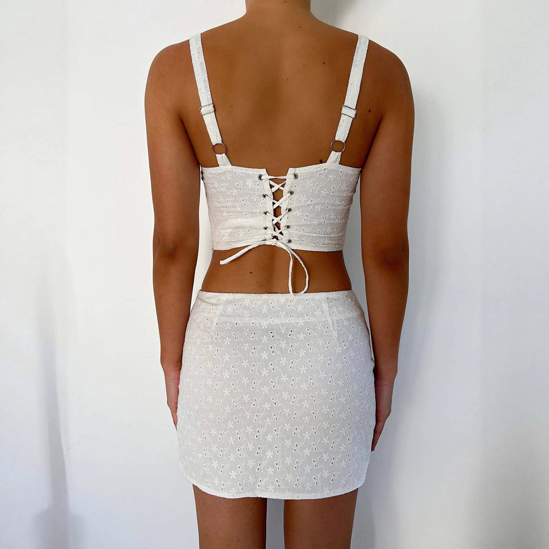 Damen Spaghetti Strap Top and Mini Skirt Set Mirla-Eva Jonsson