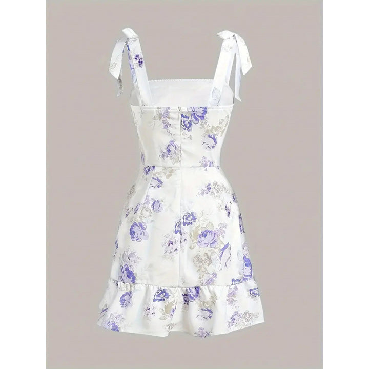 Damen Spaghetti strap mini dress with floral design and ruffled hem Mirla-Eva Jonsson