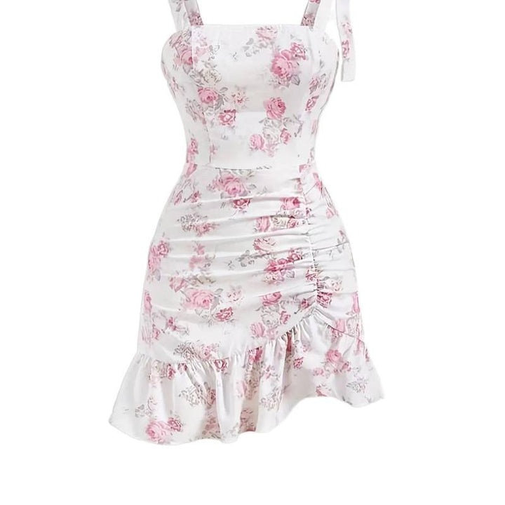 Damen Spaghetti strap mini dress with floral design and ruffled hem Mirla-Eva Jonsson