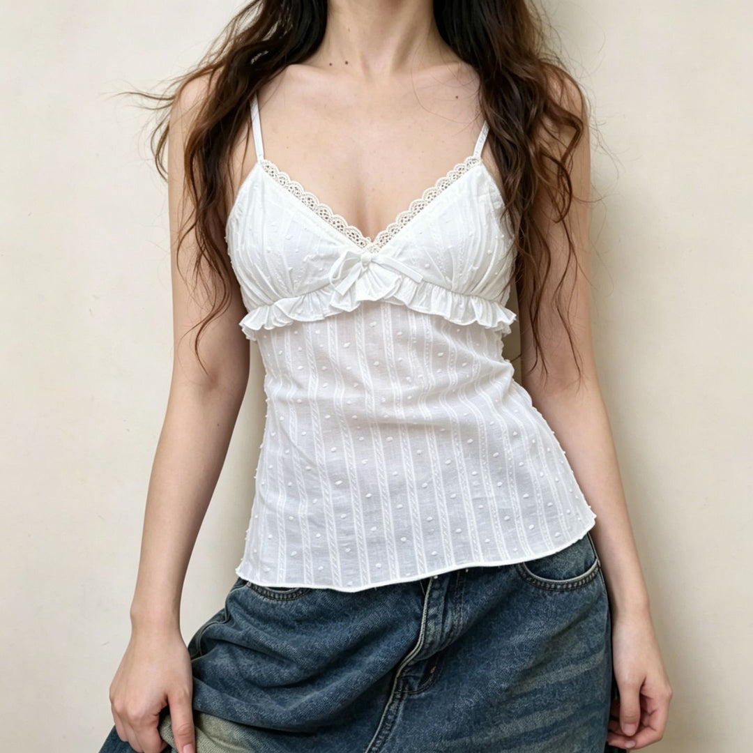 Damen Spaghetti-strap top with ruffle details and floral pattern Mirla-Eva Jonsson