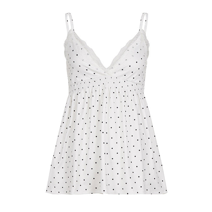 Damen Spaghetti-top med blommig spetsdetalj och elastisk midja Mirla-Eva Jonsson