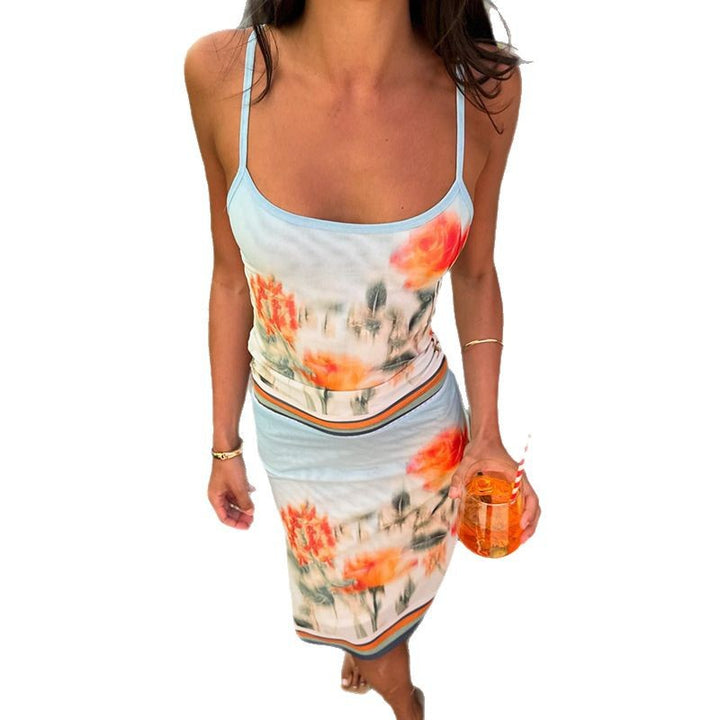 Damen Spaghettiträgertop mit floralem Print und feinem Bund Mirla-Eva Jonsson