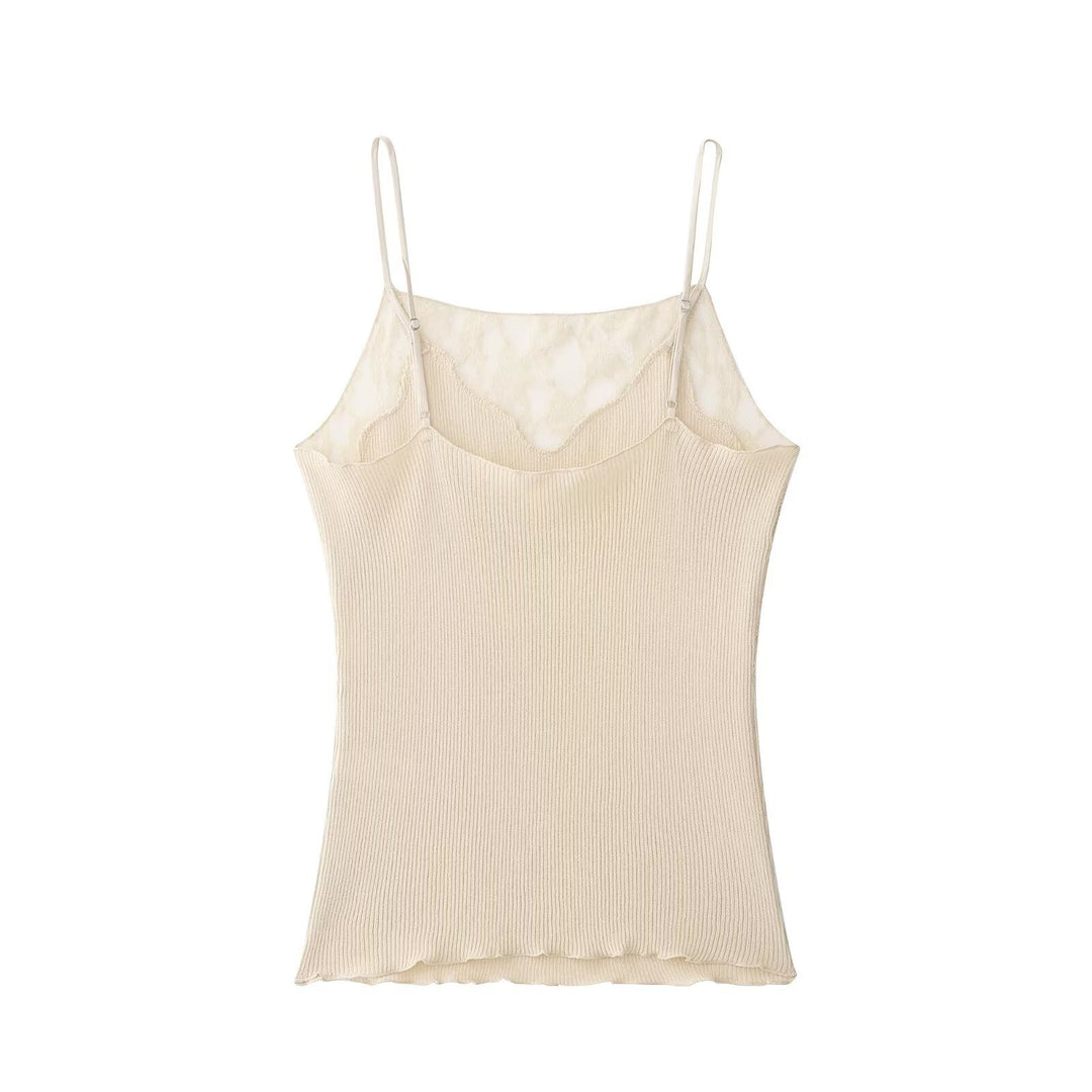 Damen Spitzen-Camisole med fin ribbad struktur och justerbara spaghetti-banden Mirla-Eva Jonsson