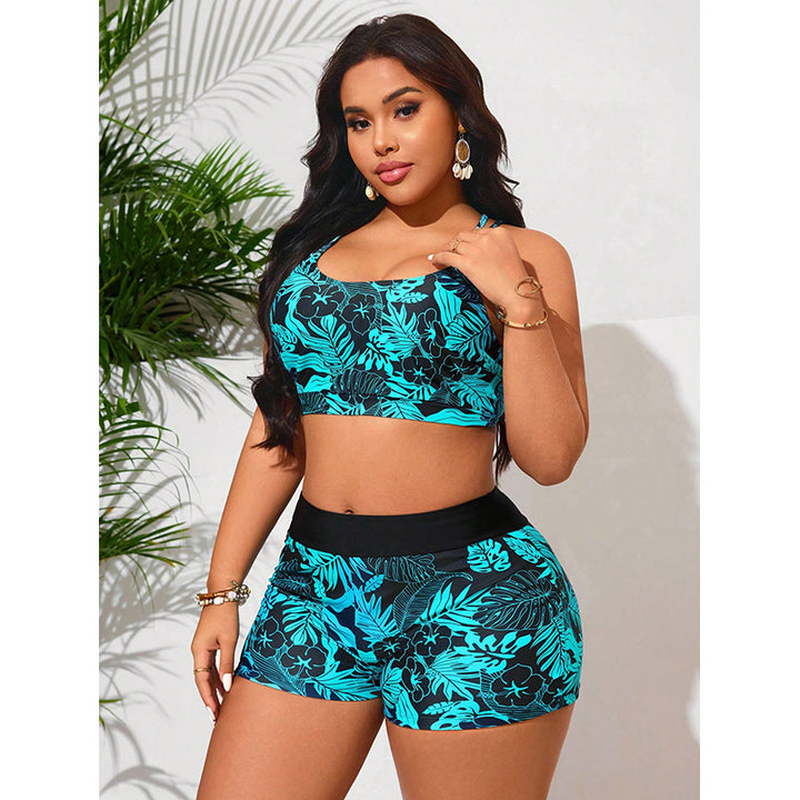 Damen Sport-Tankini-set med blommig shorts och bekväma axelband Mirla-Eva Jonsson