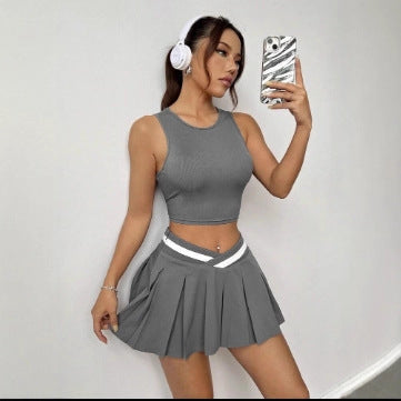 Damen Sportigt Crop-Top och Mini kjol Set Mirla-Eva Jonsson
