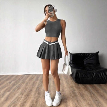 Damen Sportigt Crop-Top och Mini kjol Set Mirla-Eva Jonsson
