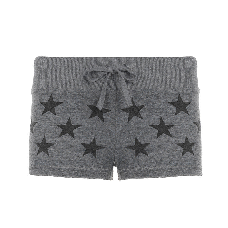 Damen Sporty Shorts with Star Print and Elastic Waistband Mirla-Eva Jonsson