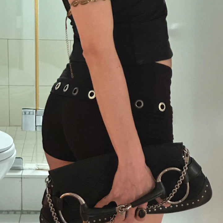 Damen Sporty Shorts with contrasting waistband and elegant eyelets Mirla-Eva Jonsson