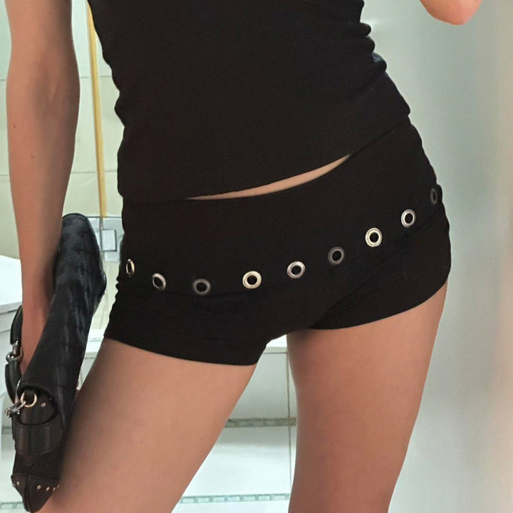 Damen Sporty Shorts with contrasting waistband and elegant eyelets Mirla-Eva Jonsson