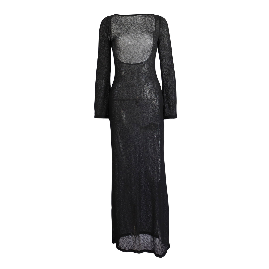 Damen Stick-Maxi-Kleid mit langen Ärmeln und figurbetonendem Schnitt Mirla-Eva Jonsson