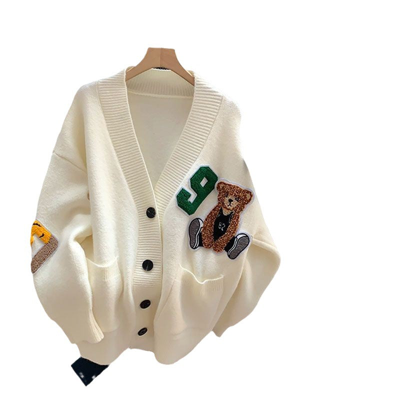 Damen Stor stickad cardigan med glada applikationer Eva Jonsson-Eva Jonsson