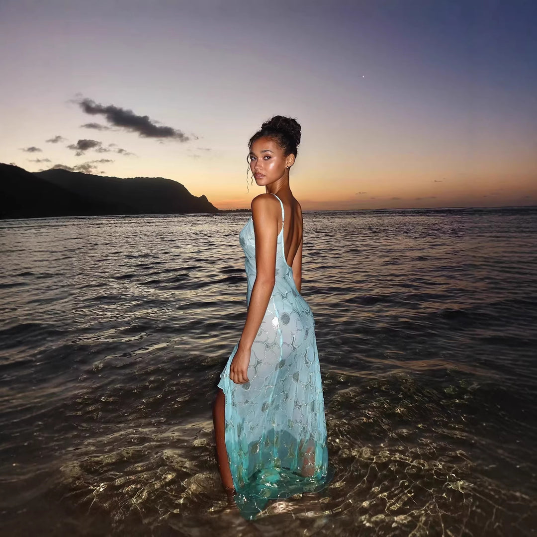 Damen Strandkleid mit transparentem Finish und asymmetrischem Saum Mirla-Eva Jonsson
