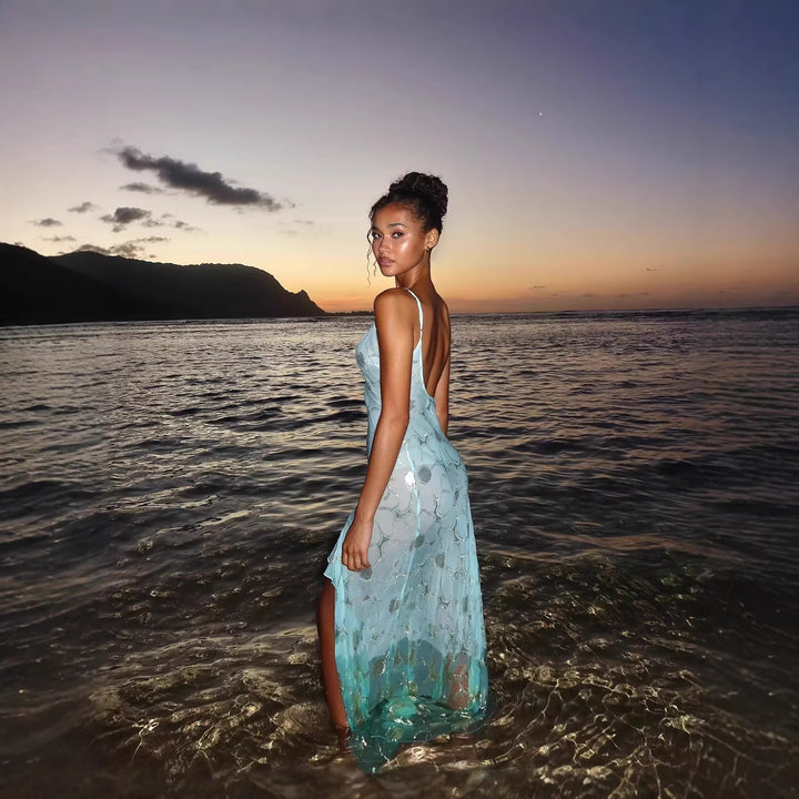 Damen Strandkleid mit transparentem Finish und asymmetrischem Saum Mirla-Eva Jonsson
