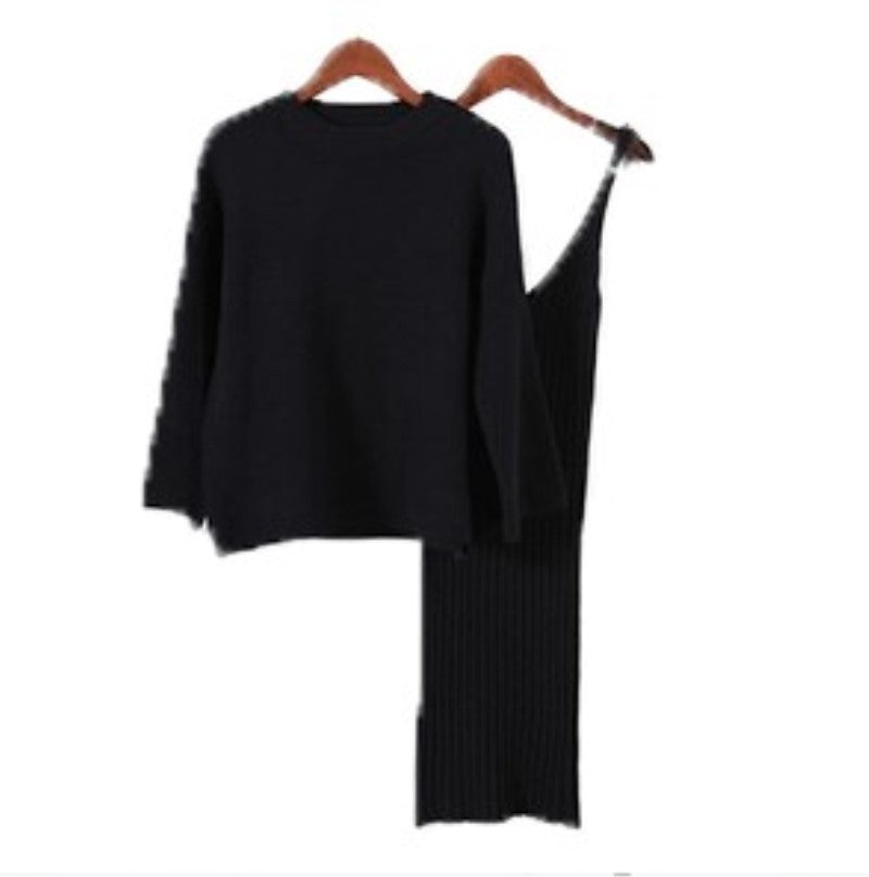 Damen Strick-Set mit lässigem Crop-Pullover und geripptem Maxikleid Eva Jonsson-Eva Jonsson
