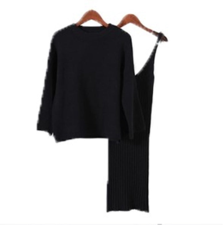 Damen Strick-Set mit lässigem Crop-Pullover und geripptem Maxikleid Eva Jonsson-Eva Jonsson