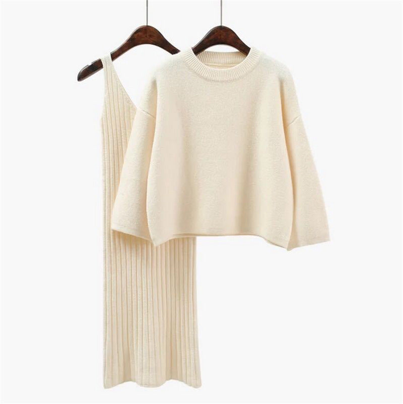 Damen Strick-Set mit lässigem Crop-Pullover und geripptem Maxikleid Eva Jonsson-Eva Jonsson