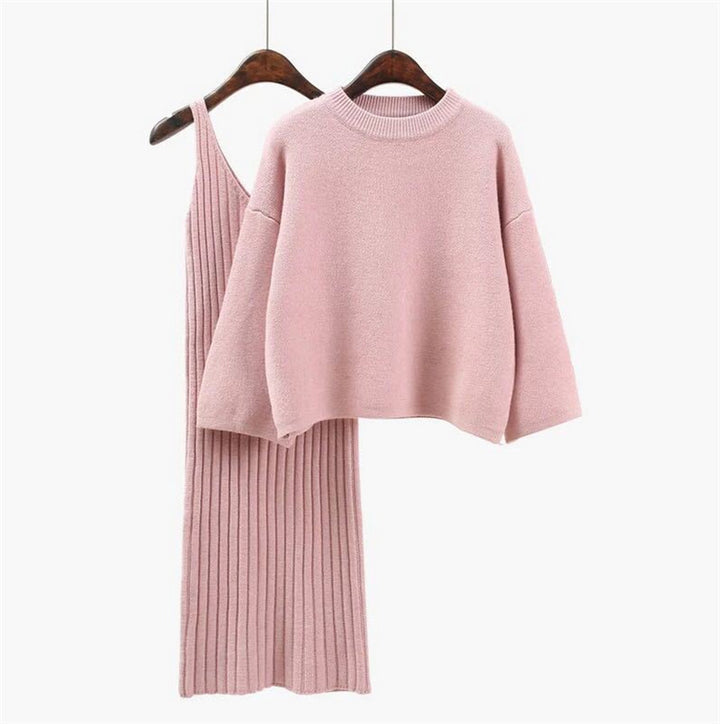 Damen Strick-Set mit lässigem Crop-Pullover und geripptem Maxikleid Eva Jonsson-Eva Jonsson