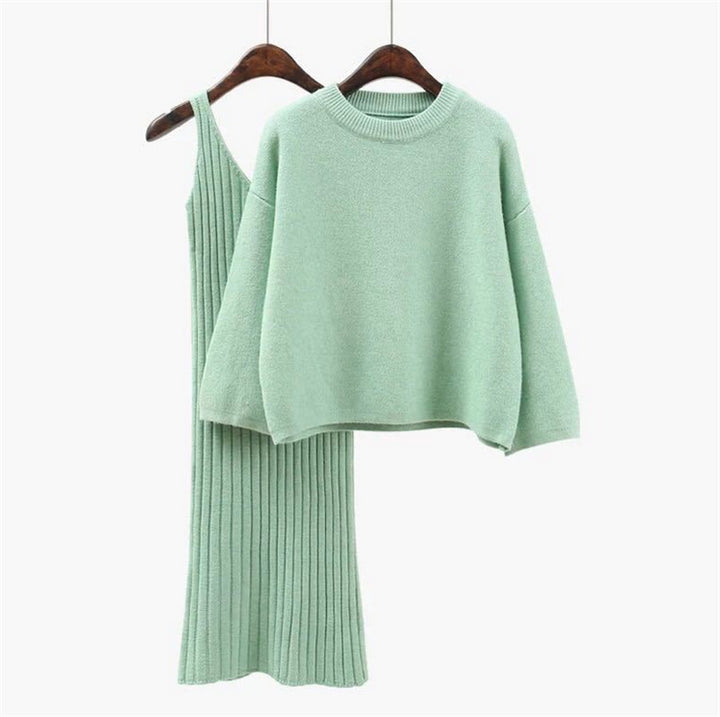 Damen Strick-Set mit lässigem Crop-Pullover und geripptem Maxikleid Eva Jonsson-Eva Jonsson