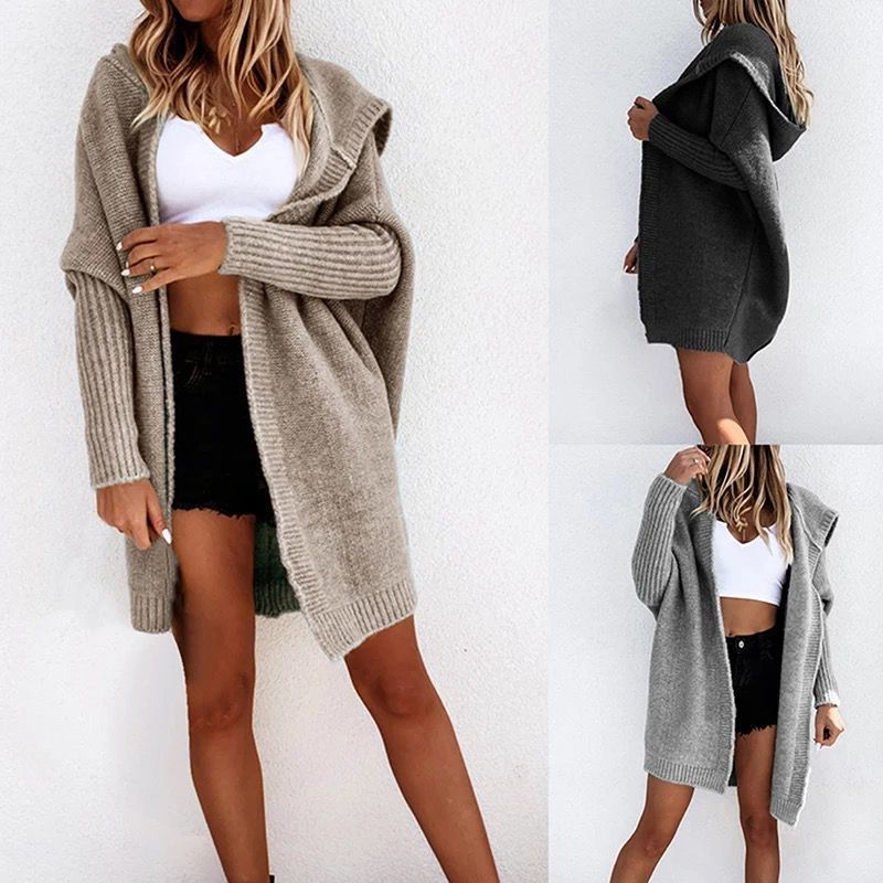 Damen Strickcardigan mit lässigem Schnitt und großzügiger Kapuze Mirla-Eva Jonsson