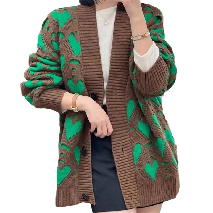 Damen Strickjacke mit Herzmotiv und luxuriösem Schnitt Mirla-Eva Jonsson