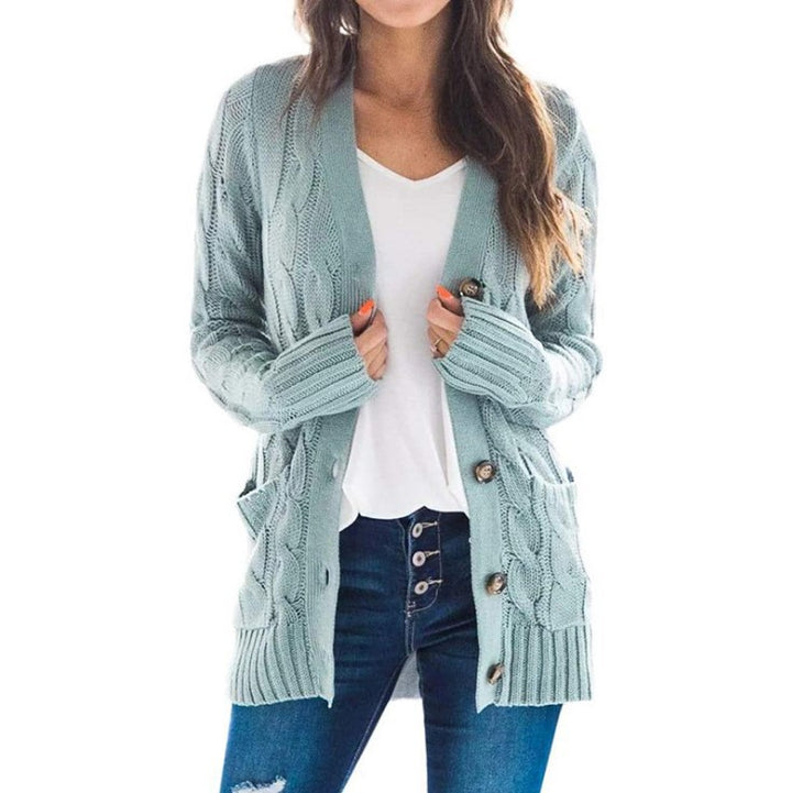 Damen Strickjacke mit Kabelmustern und großen Knöpfen Mirla-Eva Jonsson