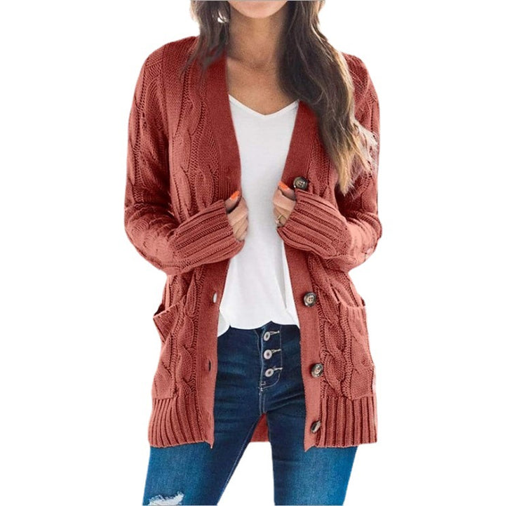 Damen Strickjacke mit Kabelmustern und großen Knöpfen Mirla-Eva Jonsson