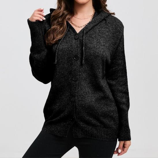 Damen Strickjacke mit Kapuze und Knopfverschluss Eva Jonsson-Eva Jonsson