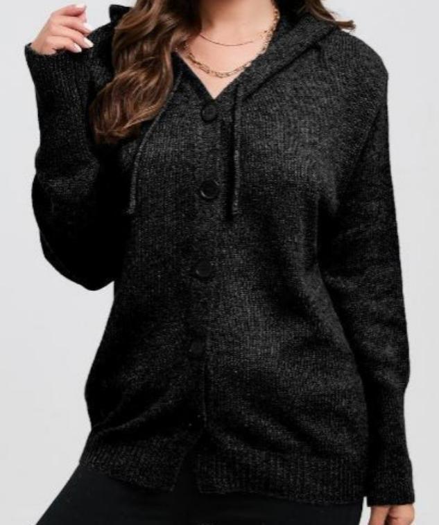 Damen Strickjacke mit Kapuze und Knopfverschluss Eva Jonsson-Eva Jonsson
