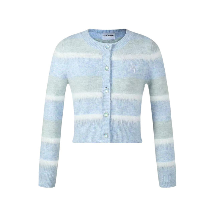 Damen Strickjacke mit breiten Streifenmuster und eleganten Knopfdetail Mirla-Eva Jonsson