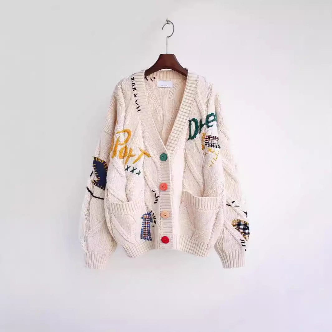 Damen Strickjacke mit buntem Motiv und praktischen Taschen Mirla-Eva Jonsson
