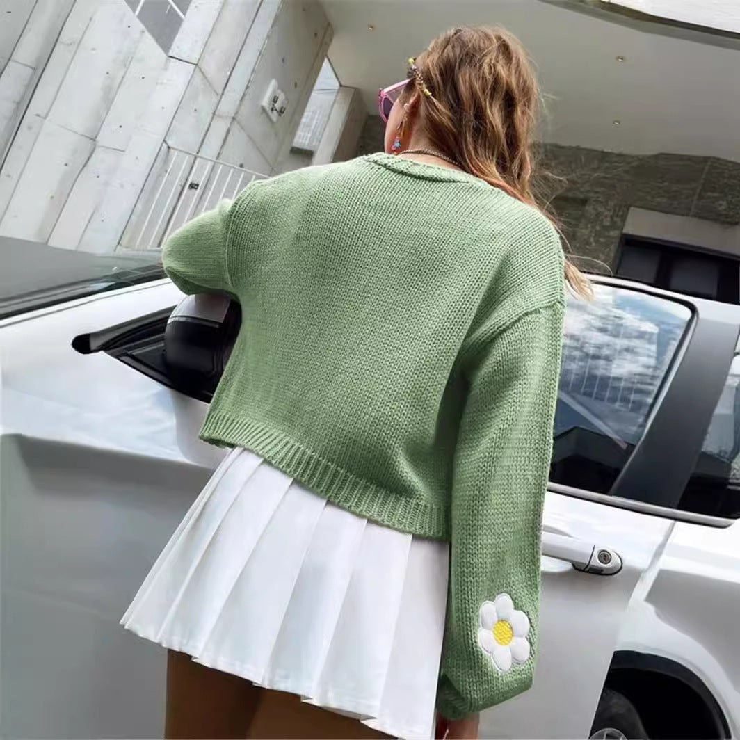 Damen Strickjacke mit floralen Applikationen Mirla-Eva Jonsson