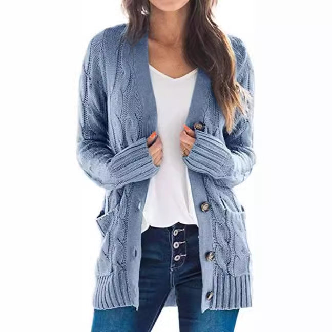 Damen Strickjacke mit strukturiertem Kabelmuster und praktischen Taschen Mirla-Eva Jonsson