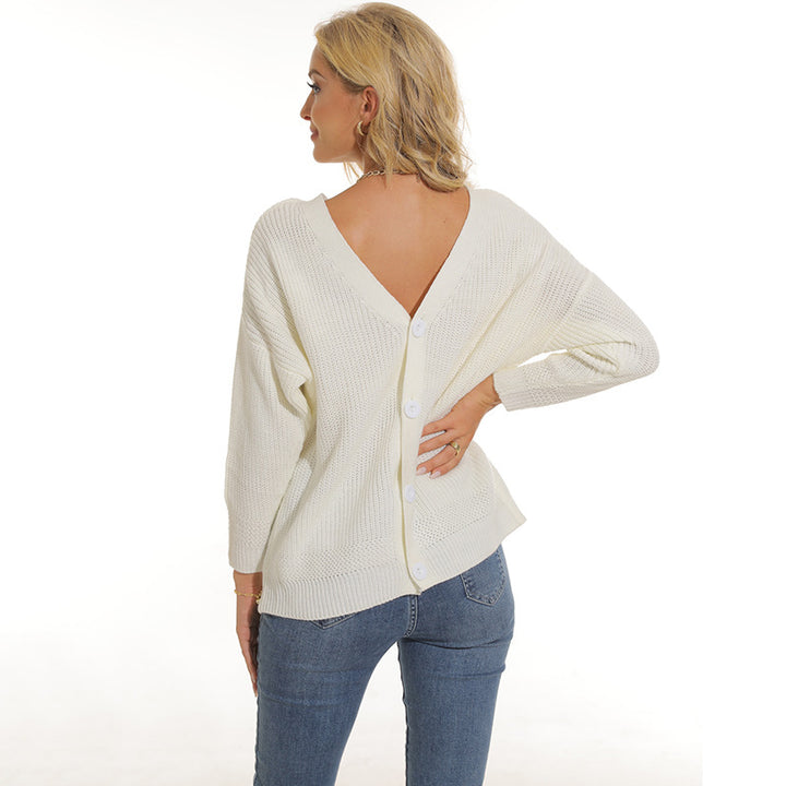 Damen Strickjacke mit tiefem V-Ausschnitt und Knopfleiste Mirla-Eva Jonsson