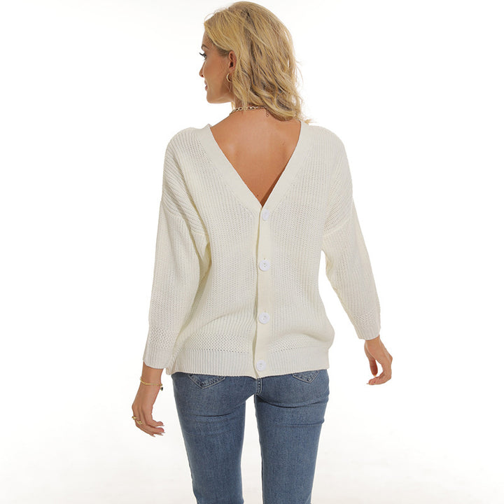 Damen Strickjacke mit tiefem V-Ausschnitt und Knopfleiste Mirla-Eva Jonsson