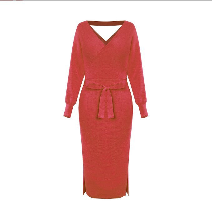 Damen Strickkleid mit Wickeloptik und seitlichem Schlitz Mirla-Eva Jonsson