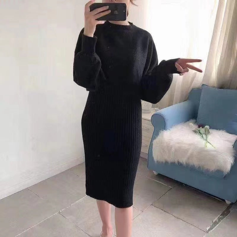 Damen Strickkleid mit kontrastierendem Oberteil und geripptem Rock Mirla-Eva Jonsson