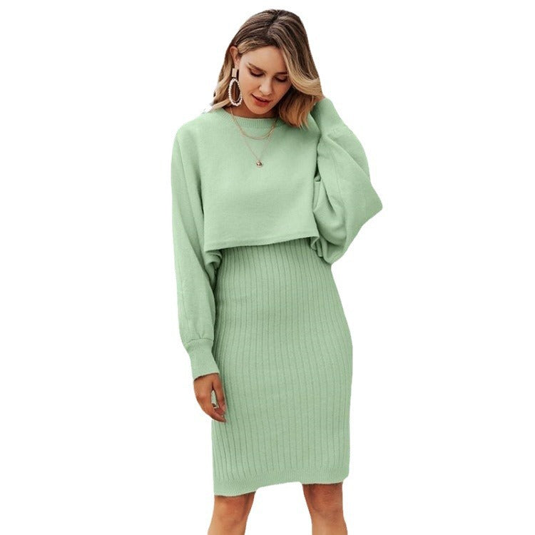 Damen Strickkleid mit kontrastierendem Oberteil und geripptem Rock Mirla-Eva Jonsson