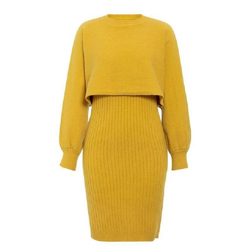 Damen Strickkleid mit kontrastierendem Oberteil und geripptem Rock Mirla-Eva Jonsson